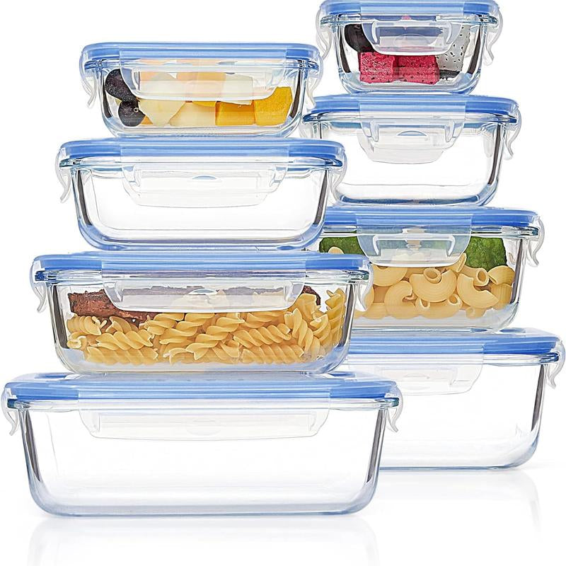 Vtopmart Glass Food Storage Containers with Lids - 8 / 15 / 18 Pack, Airtight Bento Boxes for Leftovers and Picnics #Outdoorfun