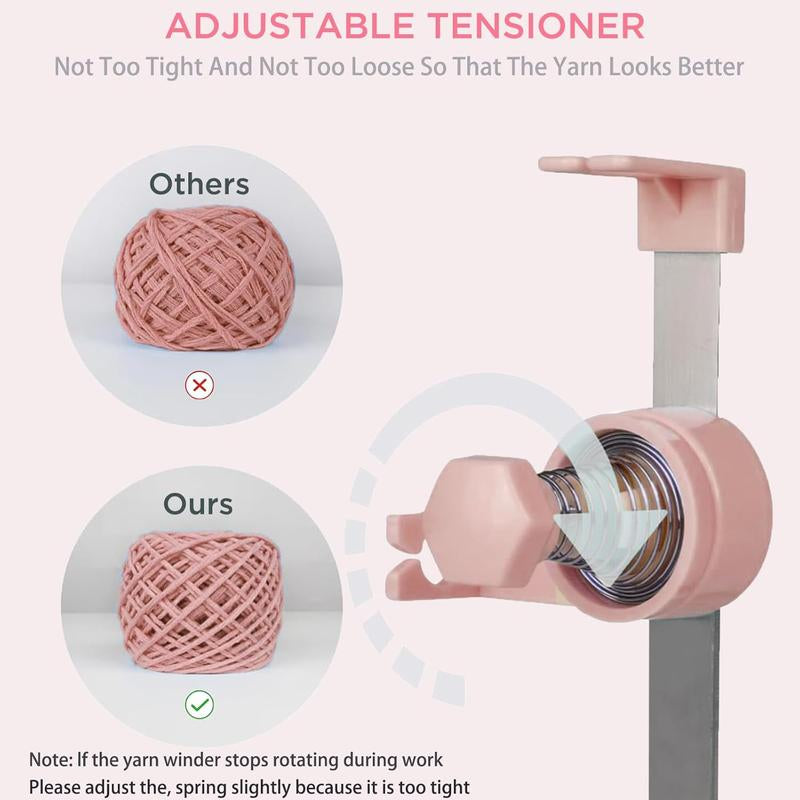 Yarn Winder for Crocheting, 10Oz Large Capacity Electric Yarn Ball Winder with Tension Stepless Speed, Automatic Yarn Cake Winder, Helper for Knitting Lovers, Pink