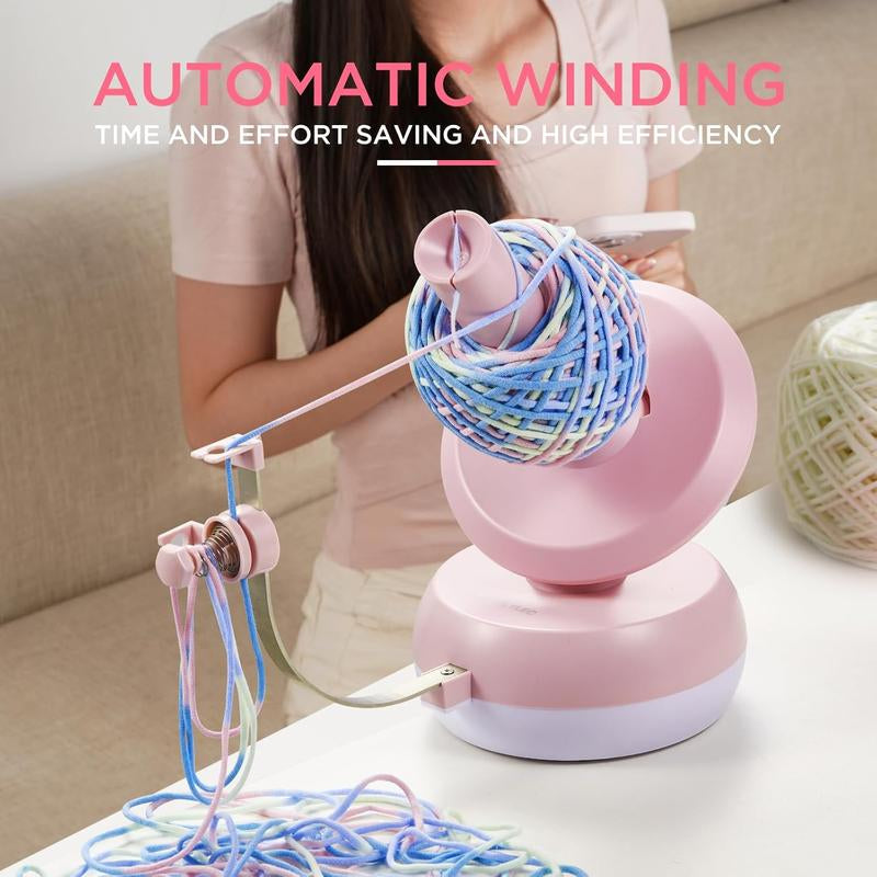 Yarn Winder for Crocheting, 10Oz Large Capacity Electric Yarn Ball Winder with Tension Stepless Speed, Automatic Yarn Cake Winder, Helper for Knitting Lovers, Pink