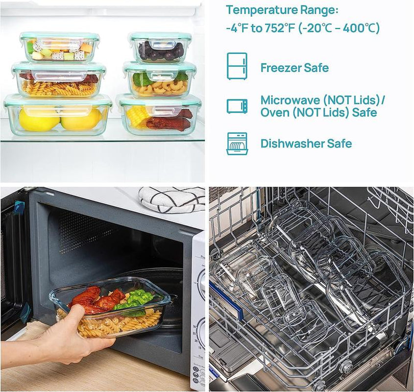 Vtopmart Glass Food Storage Containers with Lids - 8 / 15 / 18 Pack, Airtight Bento Boxes for Leftovers and Picnics #Outdoorfun