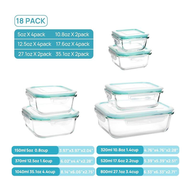 Vtopmart Glass Food Storage Containers with Lids - 8 / 15 / 18 Pack, Airtight Bento Boxes for Leftovers and Picnics #Outdoorfun