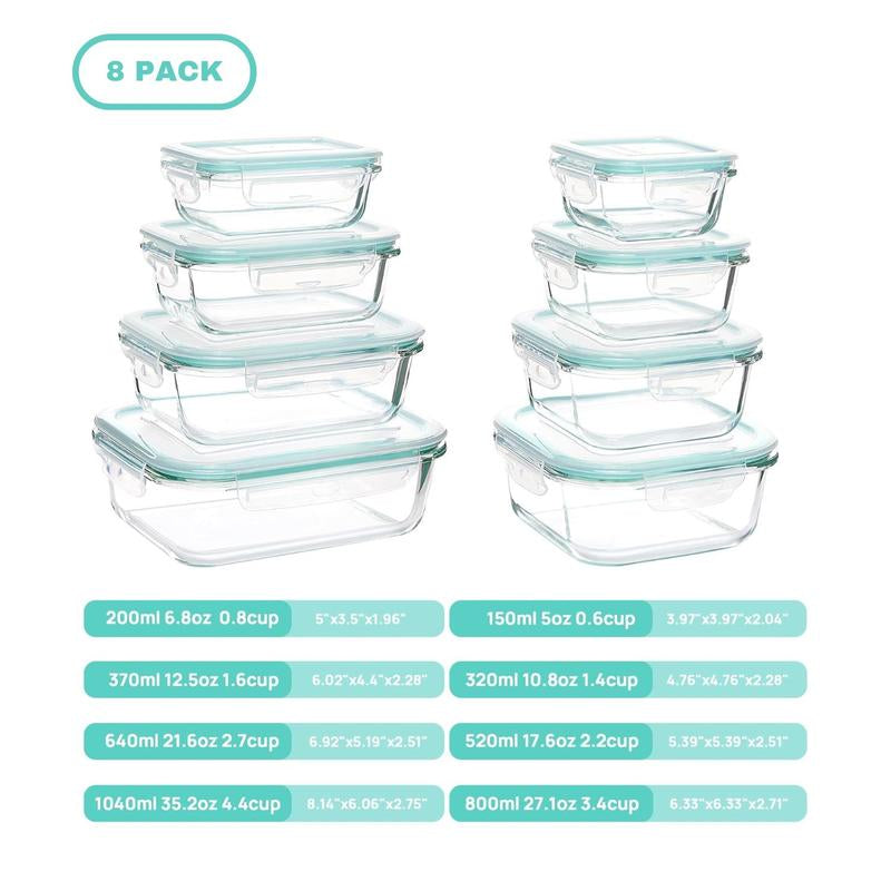 Vtopmart Glass Food Storage Containers with Lids - 8 / 15 / 18 Pack, Airtight Bento Boxes for Leftovers and Picnics #Outdoorfun