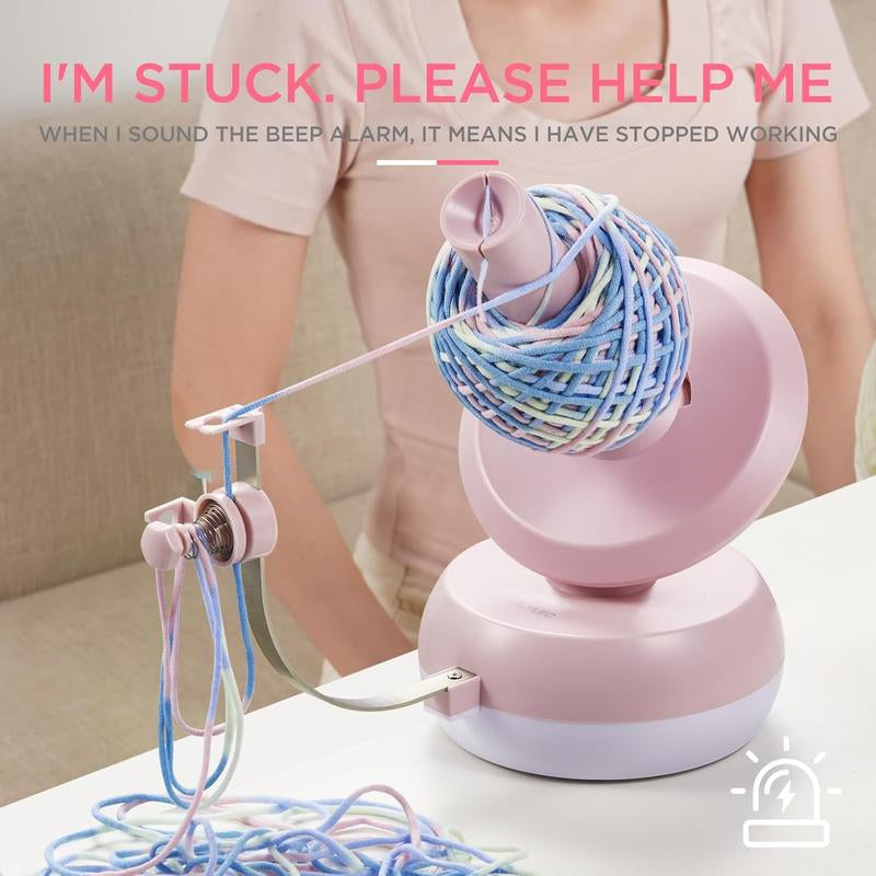 Yarn Winder for Crocheting, 10Oz Large Capacity Electric Yarn Ball Winder with Tension Stepless Speed, Automatic Yarn Cake Winder, Helper for Knitting Lovers, Pink
