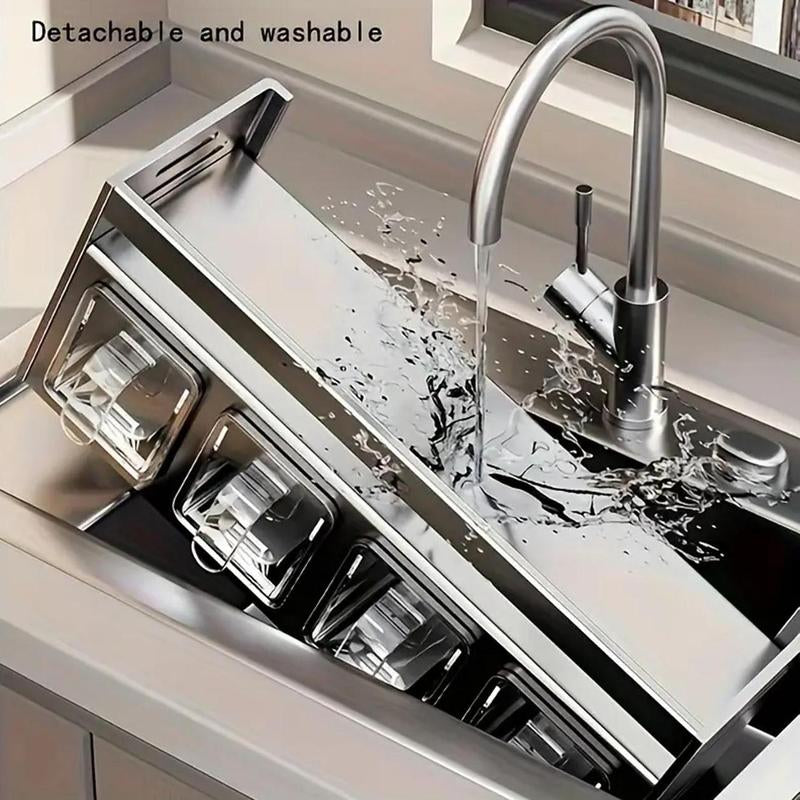 Modern Kitchen Storage Rack, Wall Mounted Spice Rack with Drawer, Durable Aluminum Storage Rack, Seasoning Containers Holder, Multifunctional Spice Rack for Home Kitchen Cooking, Kitchen Gadgets, Organiser