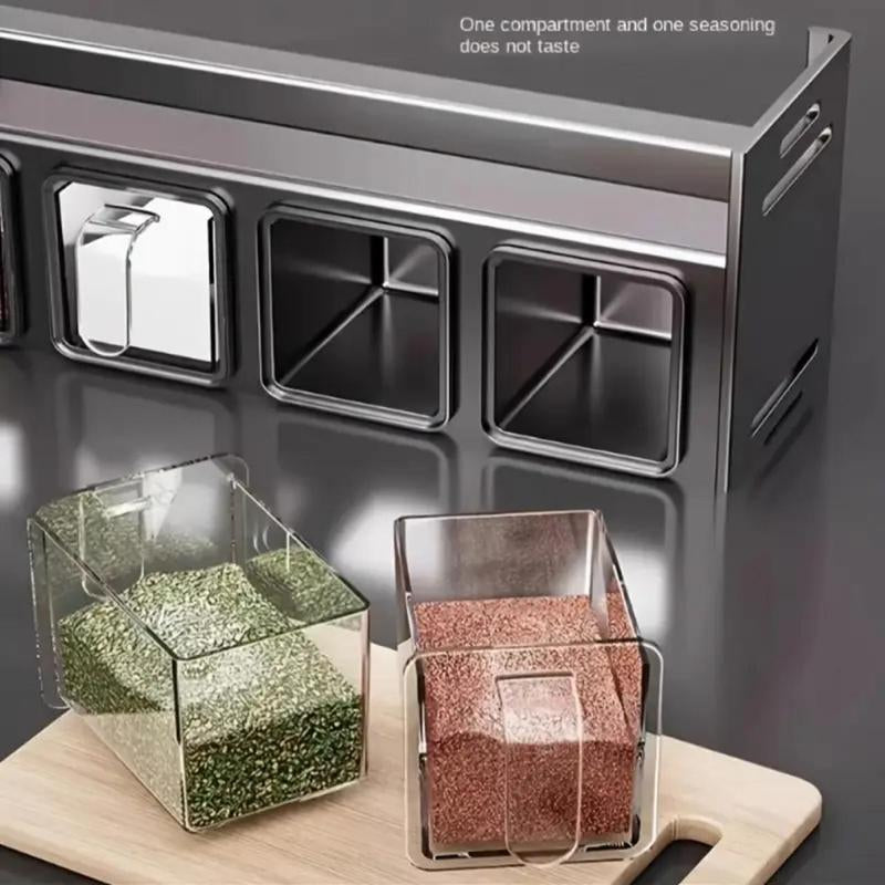 Modern Kitchen Storage Rack, Wall Mounted Spice Rack with Drawer, Durable Aluminum Storage Rack, Seasoning Containers Holder, Multifunctional Spice Rack for Home Kitchen Cooking, Kitchen Gadgets, Organiser