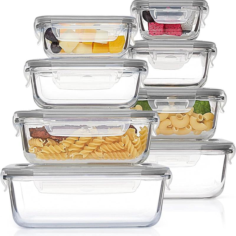 Vtopmart Glass Food Storage Containers with Lids - 8 / 15 / 18 Pack, Airtight Bento Boxes for Leftovers and Picnics #Outdoorfun