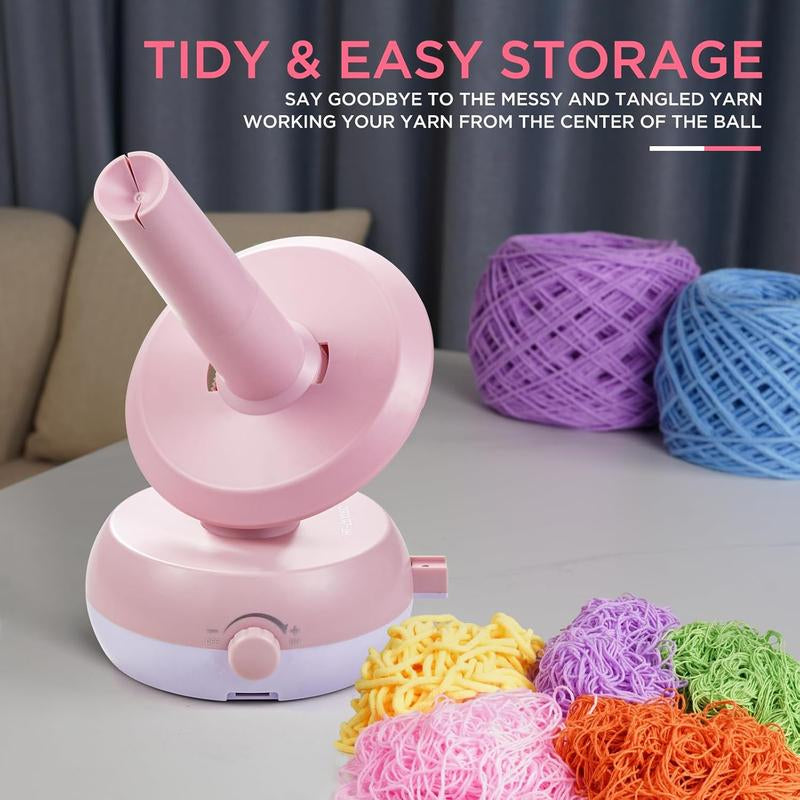 Yarn Winder for Crocheting, 10Oz Large Capacity Electric Yarn Ball Winder with Tension Stepless Speed, Automatic Yarn Cake Winder, Helper for Knitting Lovers, Pink