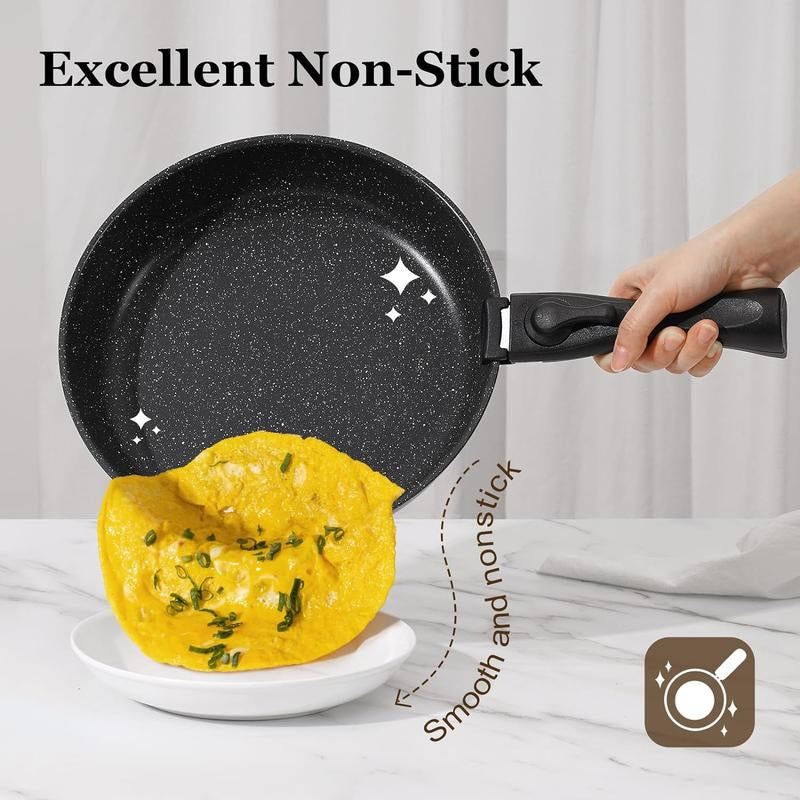 SODAY 15Pcs Pots and Pans Set Non Stick, Cookware Sets with Detachable Handle, Nonstick RV Kitchen Cooking Set Removable Handles, Oven Safe,Stackable, Frying, Fathersdaygift