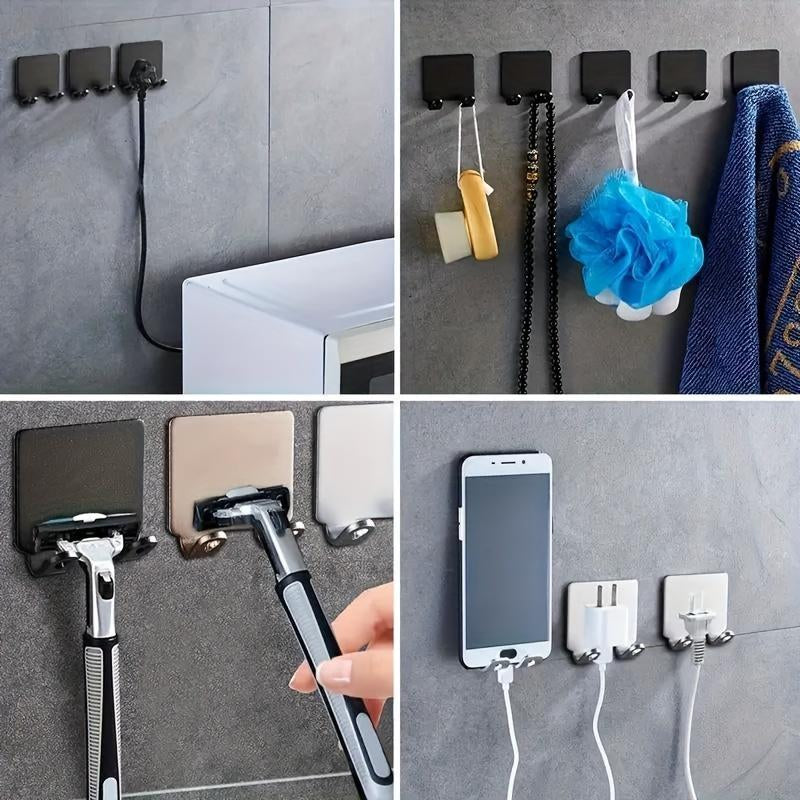 Wall Mounted Razor Holder, Punch Free Stainless Steel Razor Storage Hook, Bathroom Accessories, Home Organizer for Bathroom, Tools