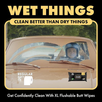 DUDE Wipes - Flushable Wipes - 6 Pack, 288 Wipes - Shea Butter Smooth Extra-Large for Adult - Vitamin-E & Aloe - Septic and Sewer Safe