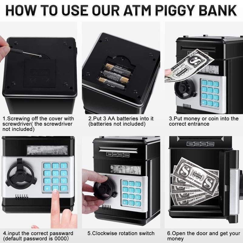 Piggy Bank, Saving Box, Cash Coin Can Safe Bank Electronic Coin Money Bank Gifts Toy ATM Bank, Hot Gift for Boys and Girls