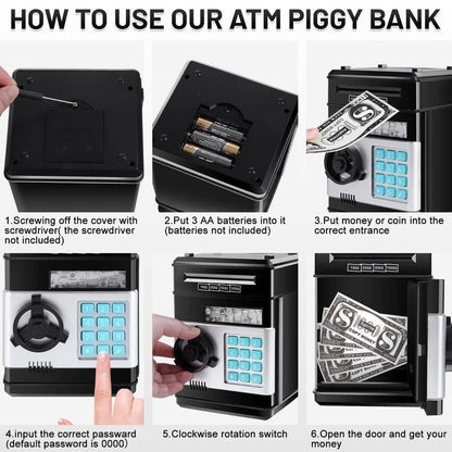 Piggy Bank, Saving Box, Cash Coin Can Safe Bank Electronic Coin Money Bank Gifts Toy ATM Bank, Hot Gift for Boys and Girls