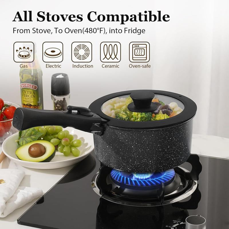 SODAY 15Pcs Pots and Pans Set Non Stick, Cookware Sets with Detachable Handle, Nonstick RV Kitchen Cooking Set Removable Handles, Oven Safe,Stackable, Frying, Fathersdaygift