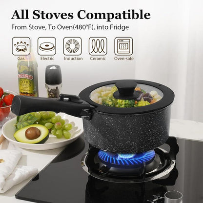 SODAY 15Pcs Pots and Pans Set Non Stick, Cookware Sets with Detachable Handle, Nonstick RV Kitchen Cooking Set Removable Handles, Oven Safe,Stackable, Frying, Fathersdaygift