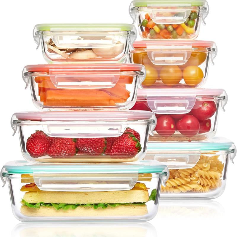 Vtopmart Glass Food Storage Containers with Lids - 8 / 15 / 18 Pack, Airtight Bento Boxes for Leftovers and Picnics #Outdoorfun