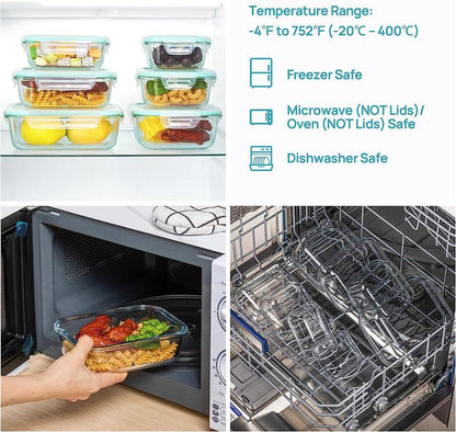 Vtopmart Glass Food Storage Containers with Lids - 8 / 15 / 18 Pack, Airtight Bento Boxes for Leftovers and Picnics #Outdoorfun