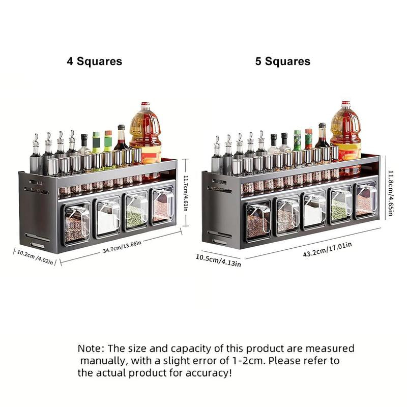 Modern Kitchen Storage Rack, Wall Mounted Spice Rack with Drawer, Durable Aluminum Storage Rack, Seasoning Containers Holder, Multifunctional Spice Rack for Home Kitchen Cooking, Kitchen Gadgets, Organiser