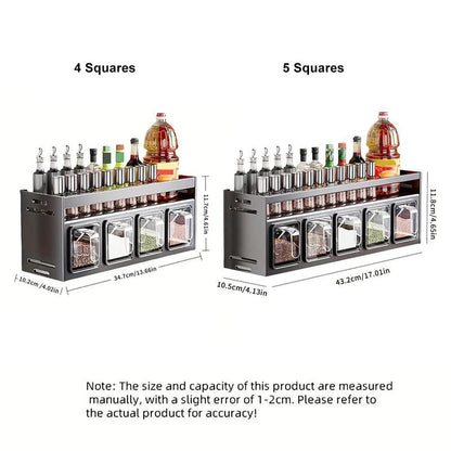 Modern Kitchen Storage Rack, Wall Mounted Spice Rack with Drawer, Durable Aluminum Storage Rack, Seasoning Containers Holder, Multifunctional Spice Rack for Home Kitchen Cooking, Kitchen Gadgets, Organiser