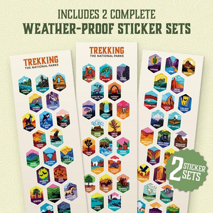 Trekking the National Parks Water Bottle with 3 Lids (Straw, Chug, Spout) & 63 Waterproof Stickers | 32Oz Insulated Leakproof Stainless Steel Tumbler Flask Travel