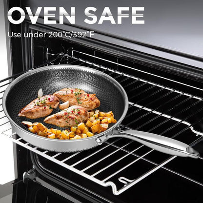 SODAY Hybrid Nonstick 11/12Inches Fry Pan with Tempered Glass Lid, Stay-Cool Handle, Dishwasher and Oven Safe, Induction Ready, Compatible with All Cooktops