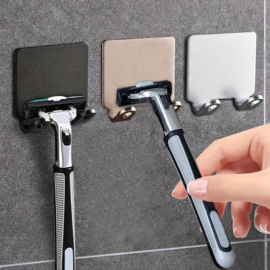 Wall Mounted Razor Holder, Punch Free Stainless Steel Razor Storage Hook, Bathroom Accessories, Home Organizer for Bathroom, Tools