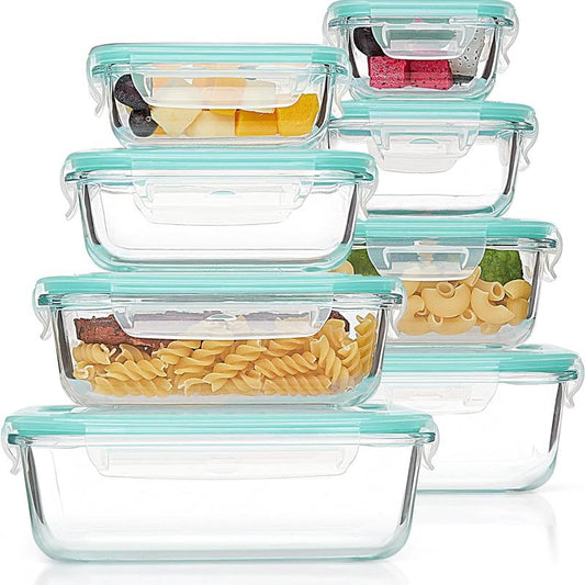 Vtopmart Glass Food Storage Containers with Lids - 8 / 15 / 18 Pack, Airtight Bento Boxes for Leftovers and Picnics #Outdoorfun
